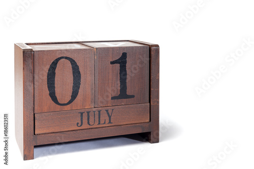Wooden Perpetual Calendar set to July 1st