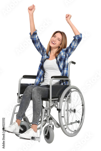 Young woman in wheelchair o...