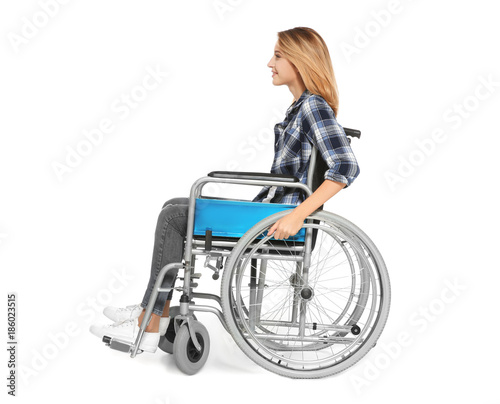 Young woman in wheelchair o...