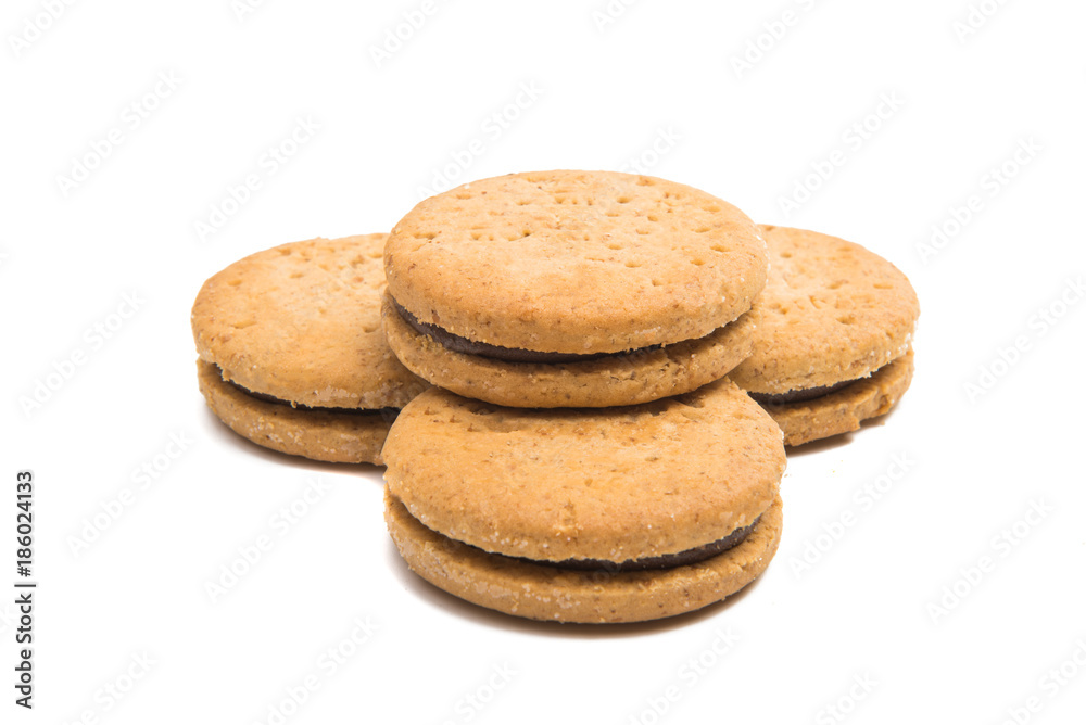 double biscuits with chocolate isolated double biscuits with chocolate isolated