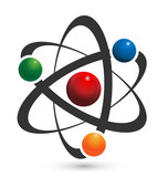 Vector of atom icon illustration in vivid colors
