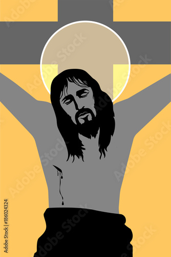 Iesus Christ is my savior. The Messiah, who became an atoning sacrifice for the sins of people,religious poster.