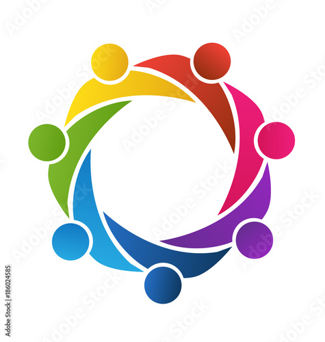 Teamwork colorful people meeting icon