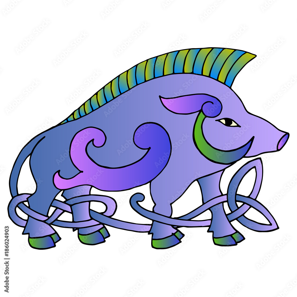 Ancient irish mythological totem. Wild boar with celtic knot. Ve Stock Vector | Adobe Stock Ancient irish mythological totem. Wild boar with celtic knot. Ve Stock Vector | Adobe Stock