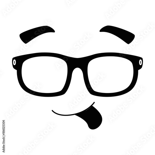 face emoji with sunglasses kawaii character