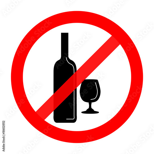 Prohibiting sign on a white background. alcohol free zone. Vector illustration