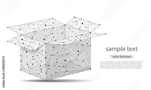 abstract design of an open box, in the form of lines and points