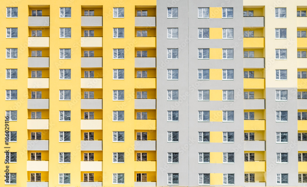 Facade of a multi-storey building. Fragment Facade of a multi-storey building. Fragment