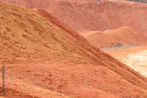Bauxite mine raw bauxite on surface