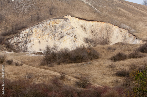 Abandoned quarry, damaged landscape