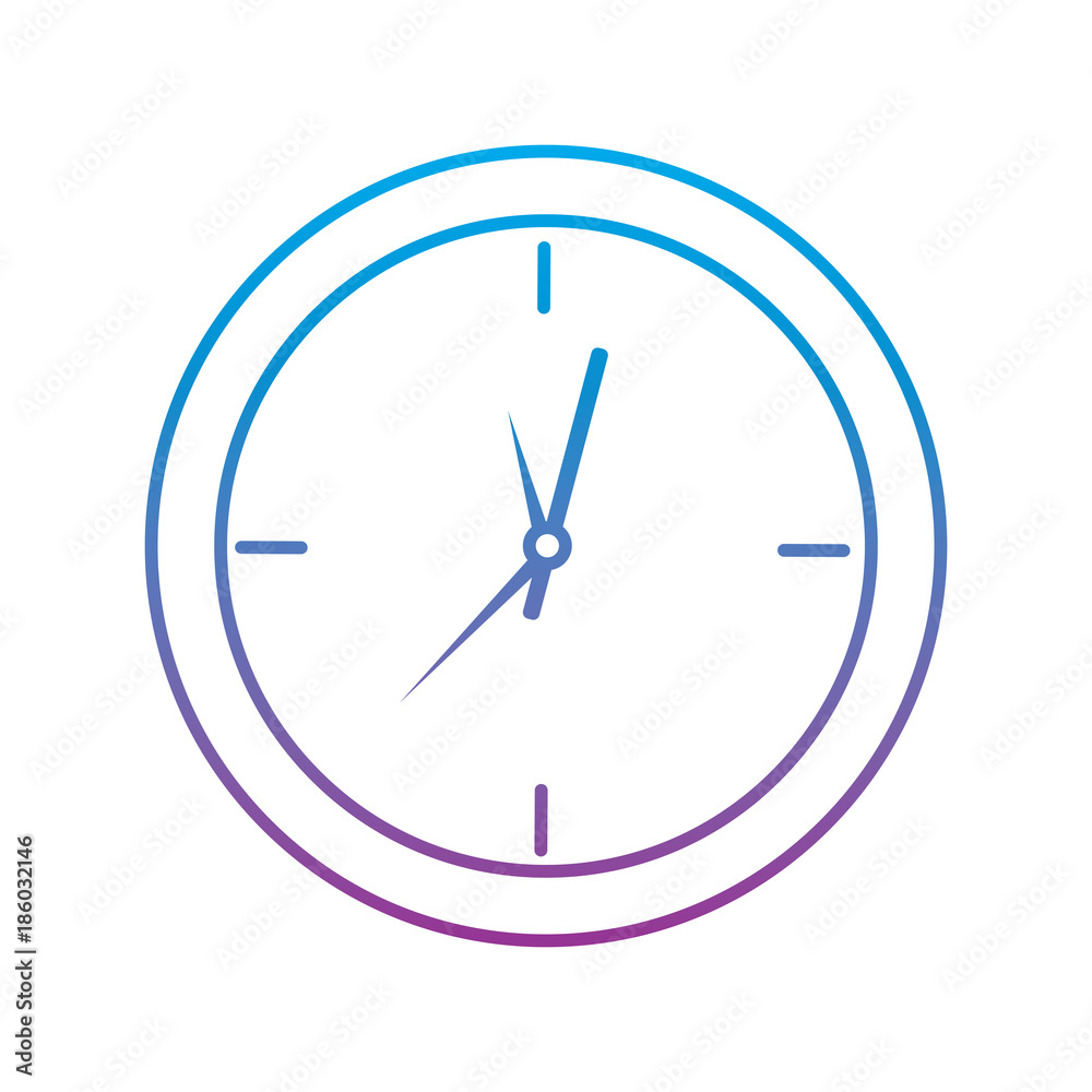 clock time icon image vector illustration design  blue to purple ombre line