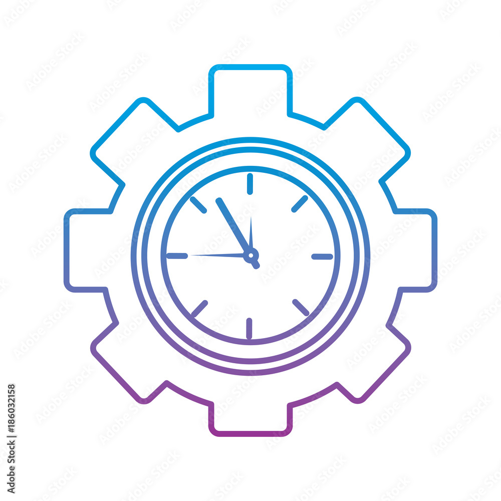 clock with gear time icon image vector illustration design blue to purple ombre line clock with gear time icon image vector illustration design blue to purple ombre line
