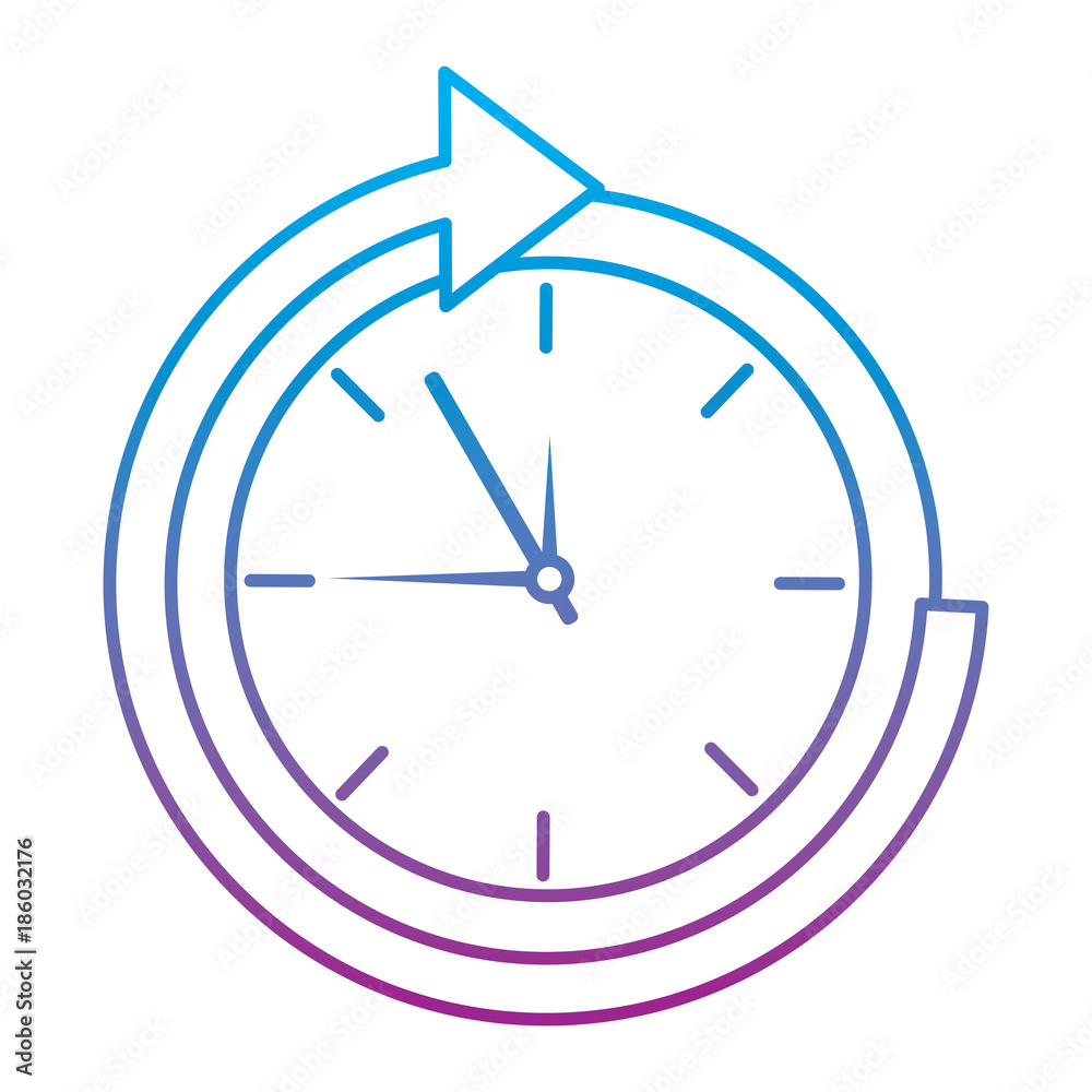clock with arrow time icon image vector illustration design blue to purple ombre line clock with arrow time icon image vector illustration design blue to purple ombre line