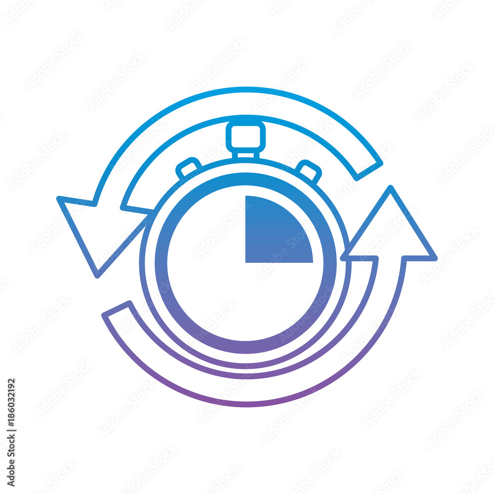 stopwatch or chronometer with arrows time icon image vector illustration design blue to purple ombre line stopwatch or chronometer with arrows time icon image vector illustration design blue to purple ombre line