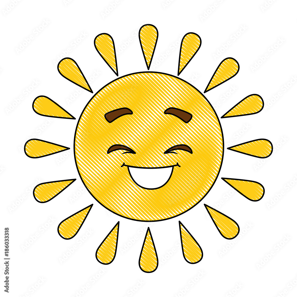 Fototapeta premium summer sun happy kawaii character