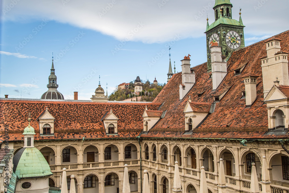 Fototapeta premium Sehenswürdigkeiten von Graz: Landhaus mit Arkadenhof