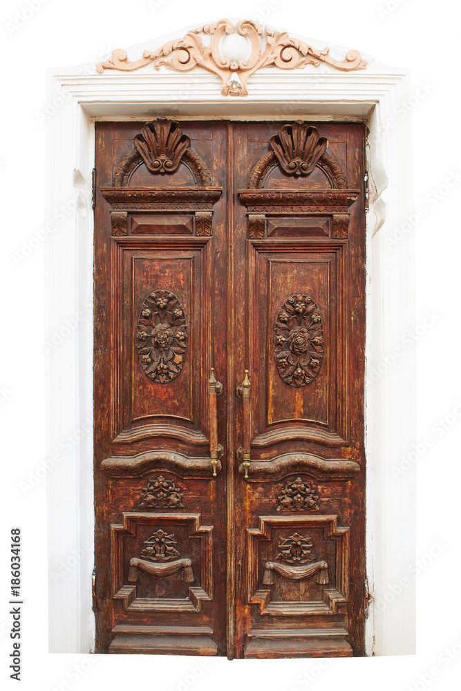 old ornate wooden door with beautiful carvings