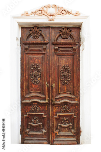 Obraz na płótnie old ornate wooden door with beautiful carvings w salonie