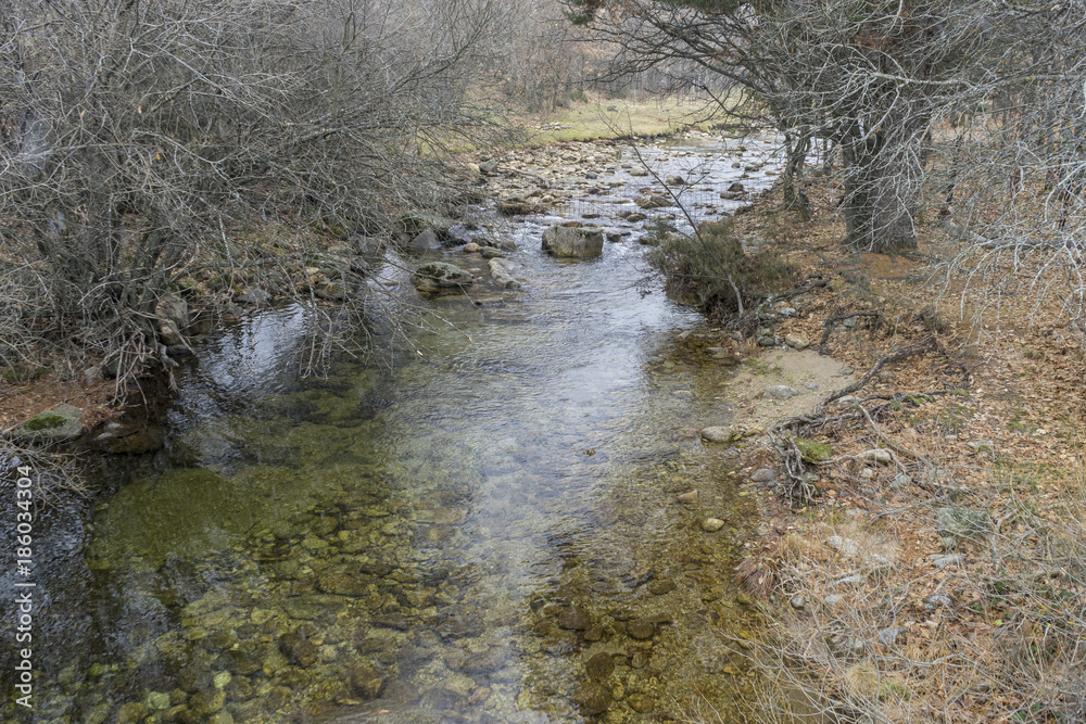 Natural Park of Las Presillas, in Navacerrada, waterfalls of the Lozoya River in Madrid, Spain Natural Park of Las Presillas, in Navacerrada, waterfalls of the Lozoya River in Madrid, Spain