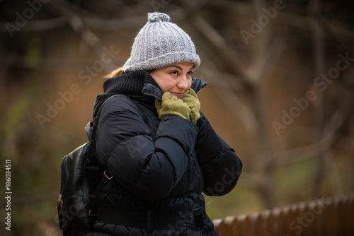 Woman Outdoor shots in Park, Winter