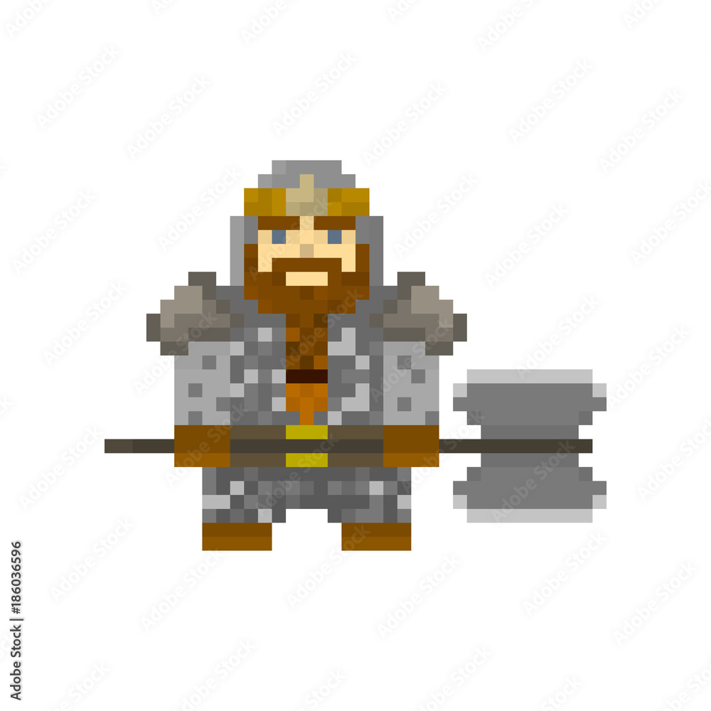 Fototapeta premium Pixel character dwarf for games and web sites