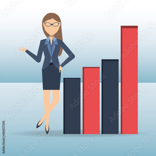 succesful business woman showing business growing chart 