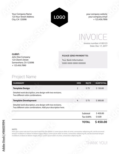 Invoice template - classy black and white business design