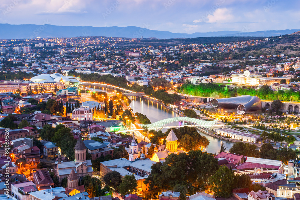 Fototapeta premium Tbilisi aerial view