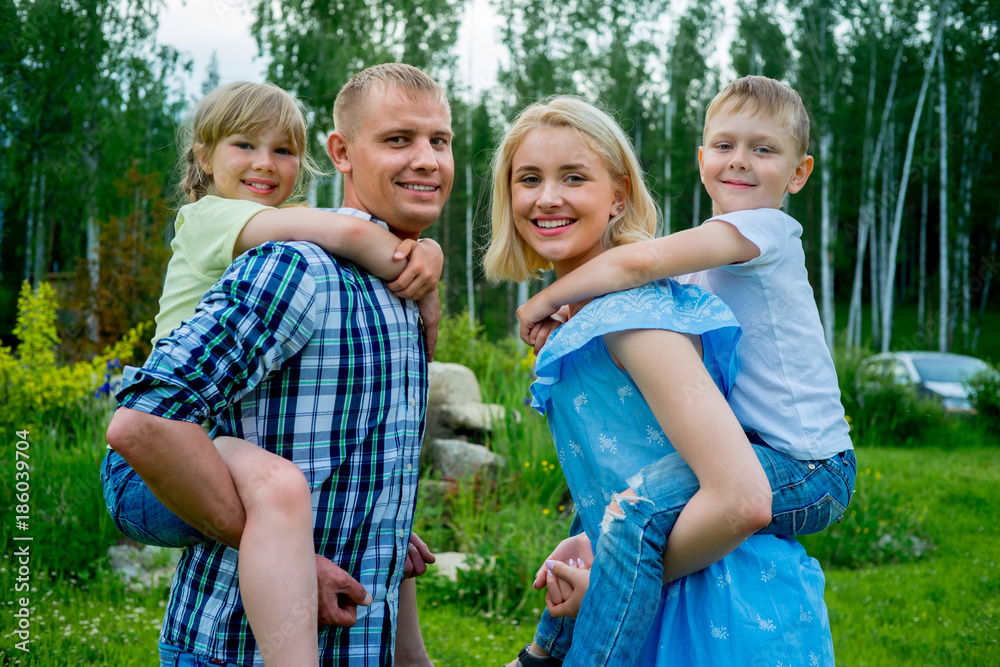 Fototapeta premium Family picnic with a dog