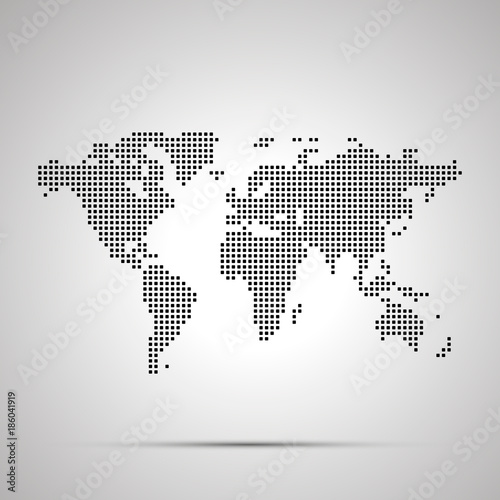Simple world map pixelated silhouette