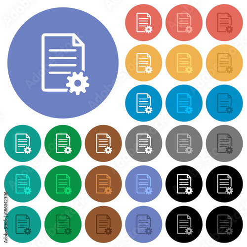 Document setup round flat multi colored icons