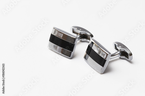 cufflinks silver on white backgrounds