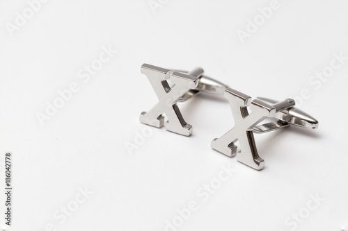 cufflinks silver on white backgrounds