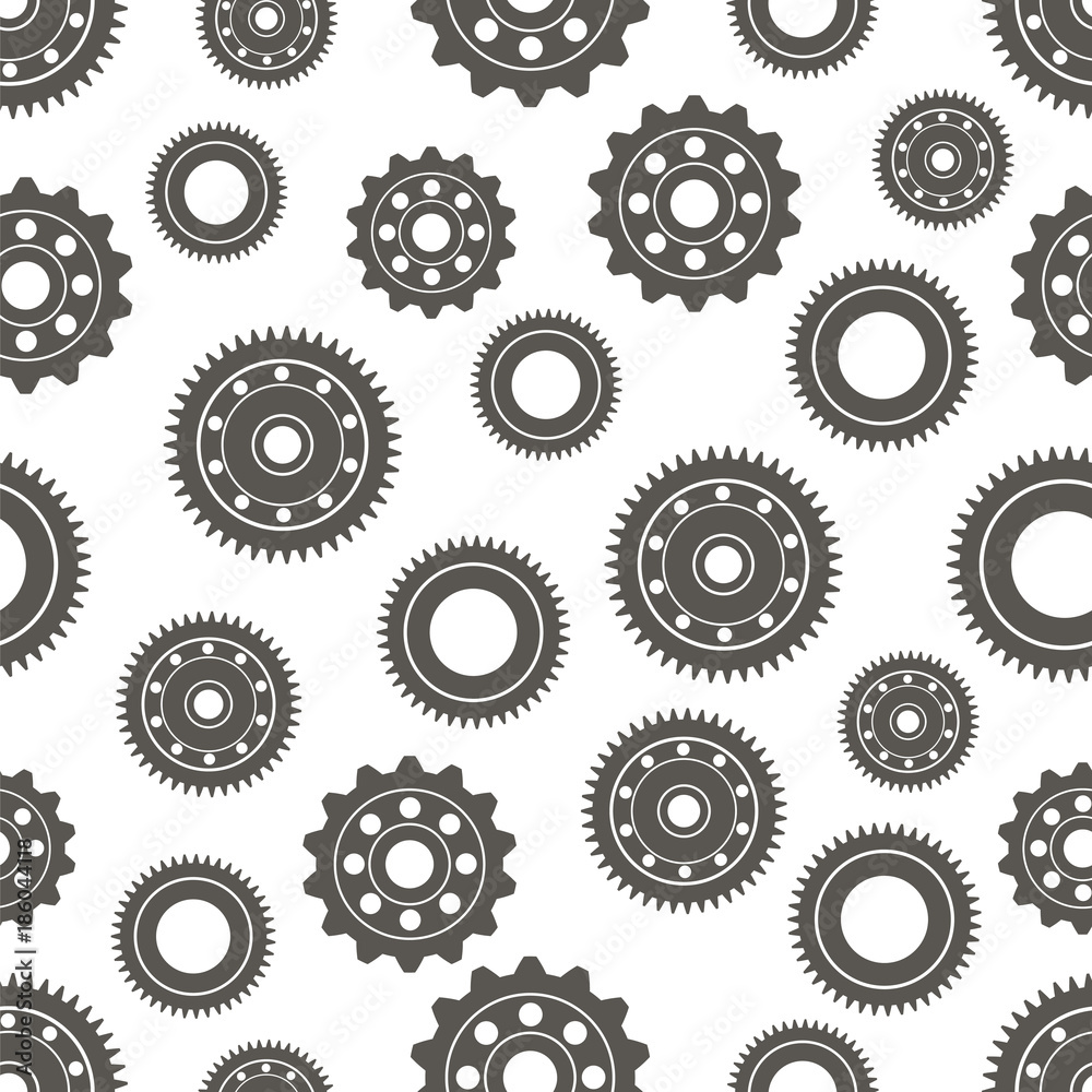 Seamless gear pattern. Gears on a white background. Vector illustration. Seamless gear pattern. Gears on a white background. Vector illustration.