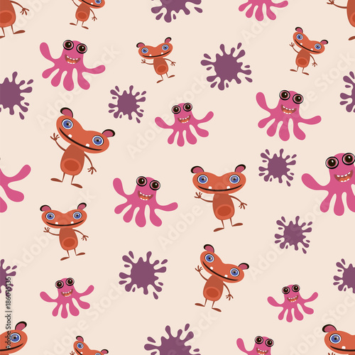 Seamless monster pattern. Vector illustration.