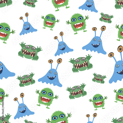 Seamless monster pattern. Vector illustration.