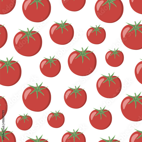 Seamless pattern of tomatoes. Vector illustration.