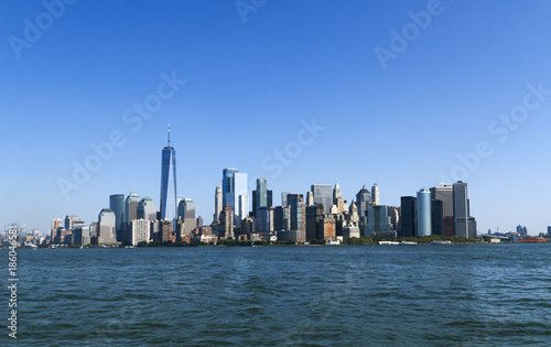 View of Manhattan skyscrapers from the sea side