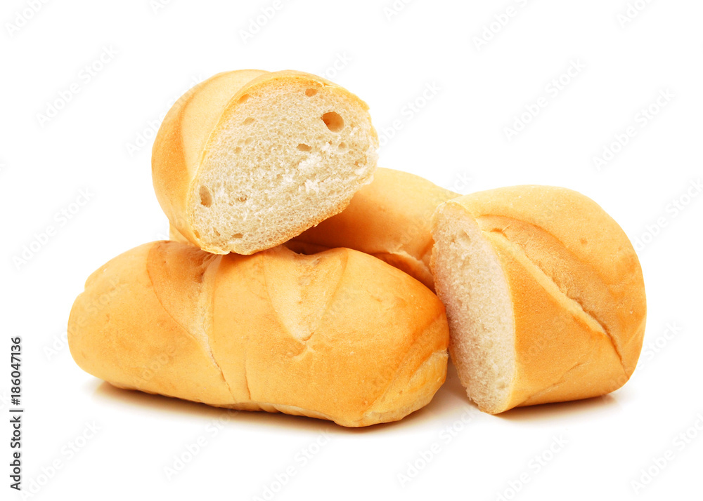French rolls on a white background French rolls on a white background