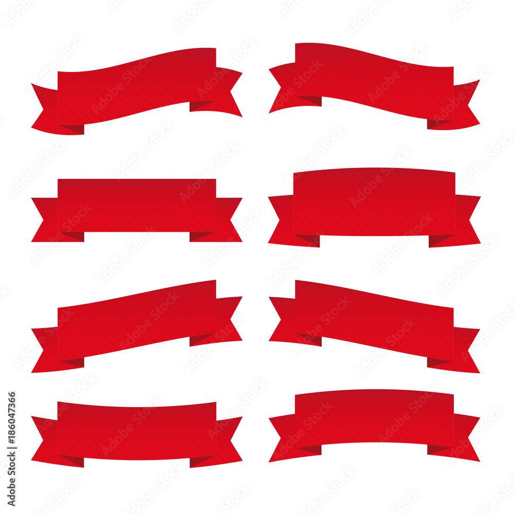 Red ribbon set isolated