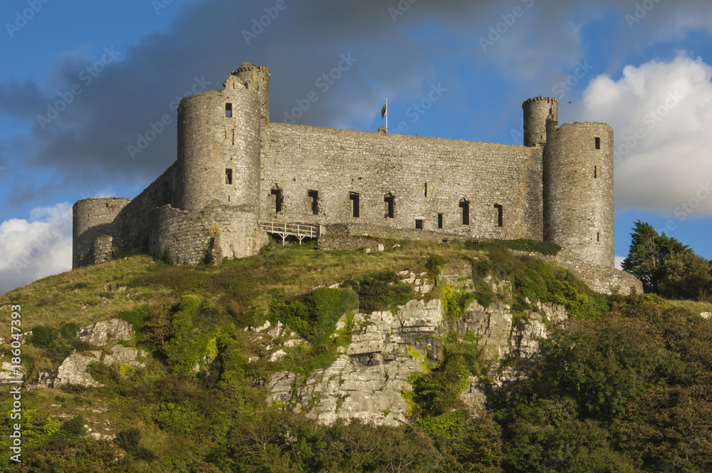 Harlech Castle, a medieval castle built by Edward 1 in 1282, Harlech, Gwynedd, Wales Harlech Castle, a medieval castle built by Edward 1 in 1282, Harlech, Gwynedd, Wales