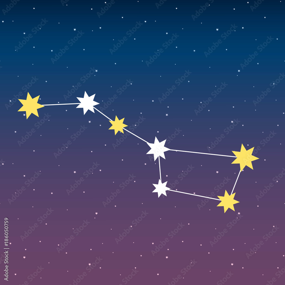 big dipper constellation astrology stars night space blue and purple sky illustration vector