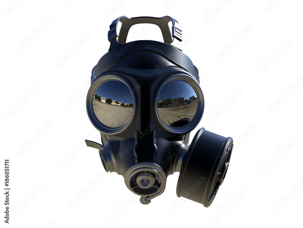 3D concept - gas mask reflection 3D concept - gas mask reflection