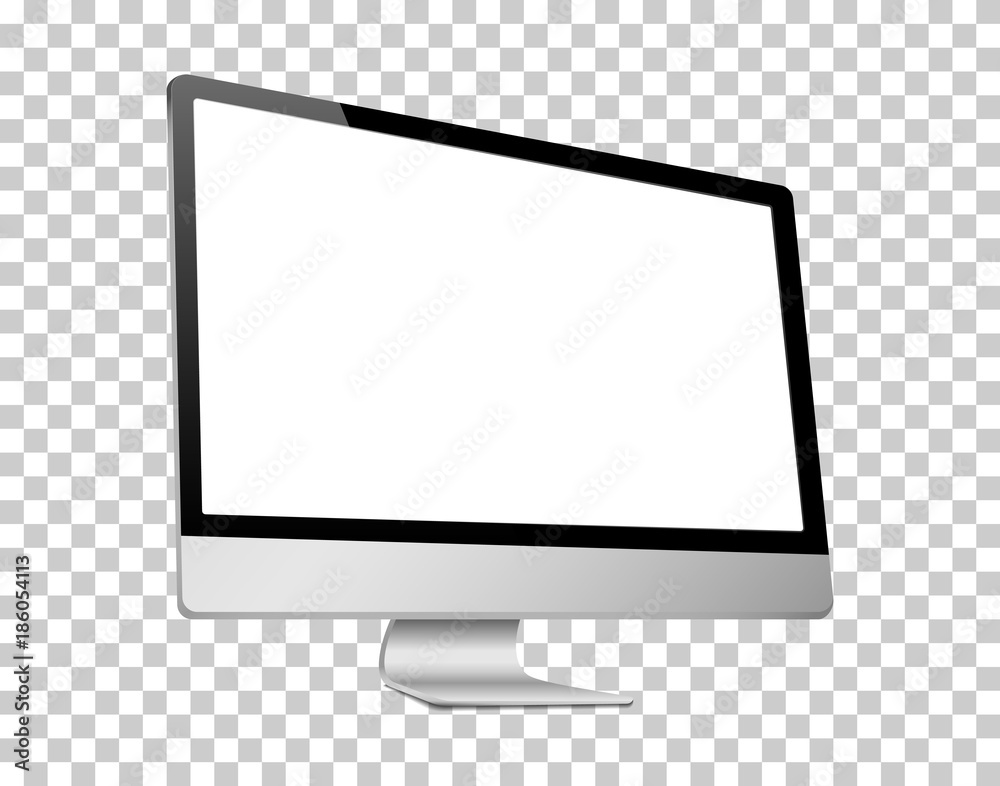 Realistic 3D Computer left view, with a white screen, isolated on a transparancy background Realistic 3D Computer left view, with a white screen, isolated on a transparancy background