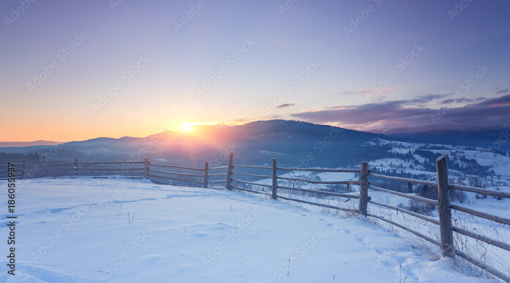 Beautiful winter landscape in the mountains.