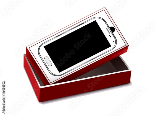 White mobile with packaging isolated
