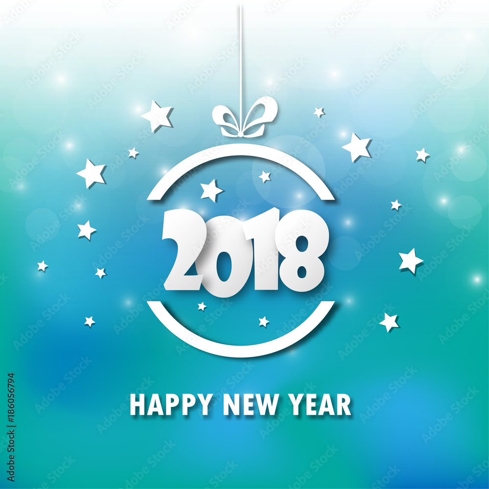 Greeting card design template with Modern Text for 2018 New Year of the Dog. Color number 2018 drawn lettering on colorful background. Vector illustration