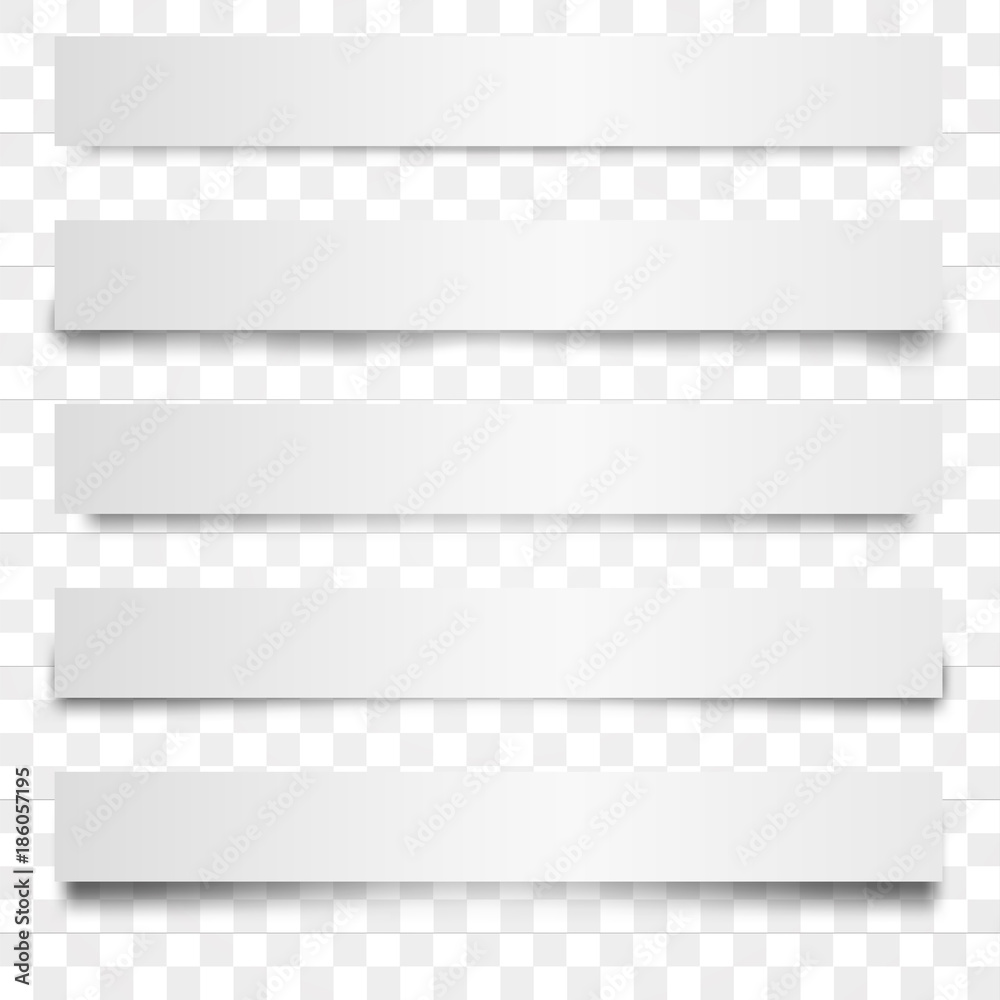 Realistic Set Paper Sheet Shadow Effect isolated on transparent background for your design and business. Vector illustration. Eps 10.