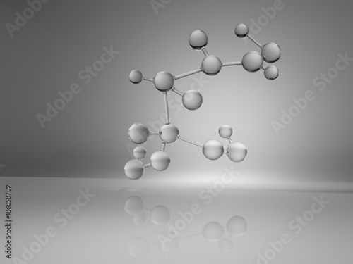 Fototapeta Naklejka Na Ścianę i Meble -  Rendered glass atom on grey background
