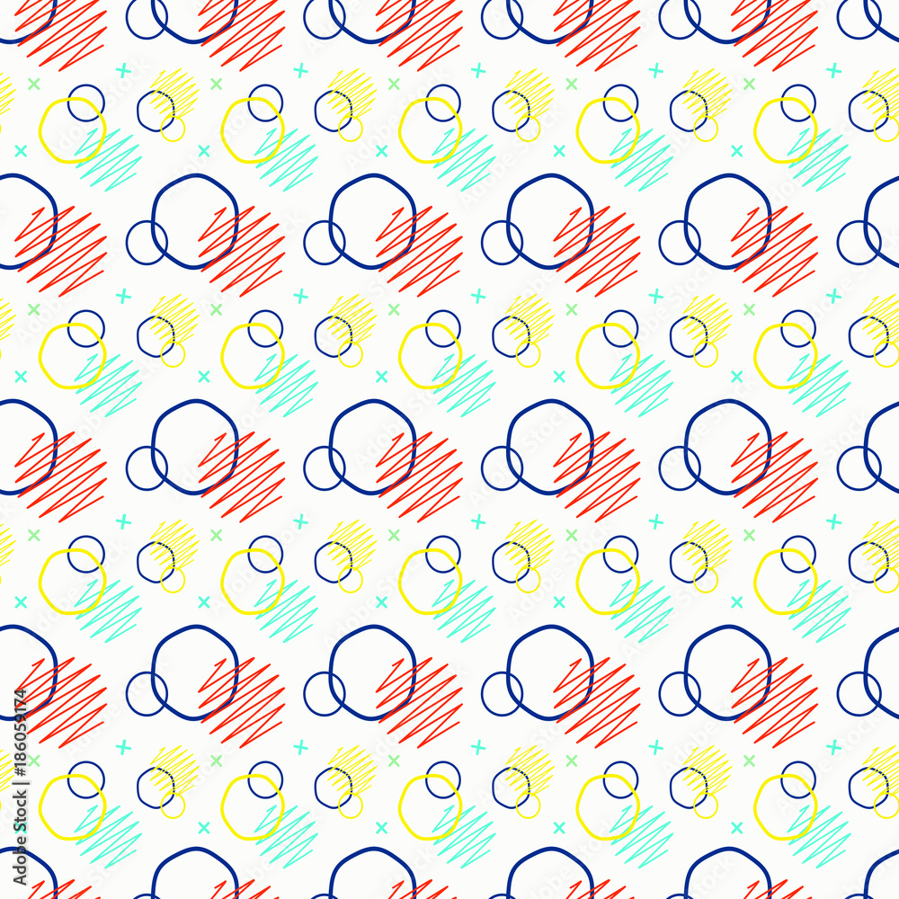 Pattern seamless memphis retro style. Abstract vector seamless background. Memphis geometric pattern vintage pop art shapes. Modern minimal colorful trendy graphic good for fabric or cover print art. Pattern seamless memphis retro style. Abstract vector seamless background. Memphis geometric pattern vintage pop art shapes. Modern minimal colorful trendy graphic good for fabric or cover print art.